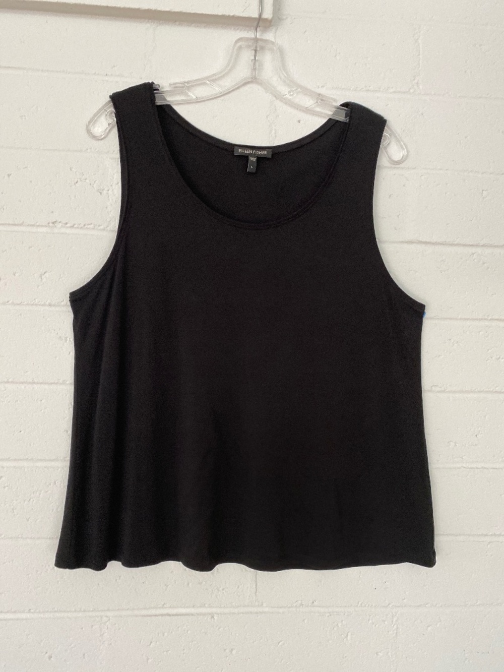 EILEEN FISHER Black Silk Sleeveless Top L